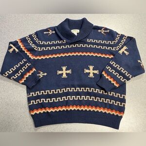Orvis Cotton Shawl Collar Southwestern Geometric Blue Sweater—XXL Men’s